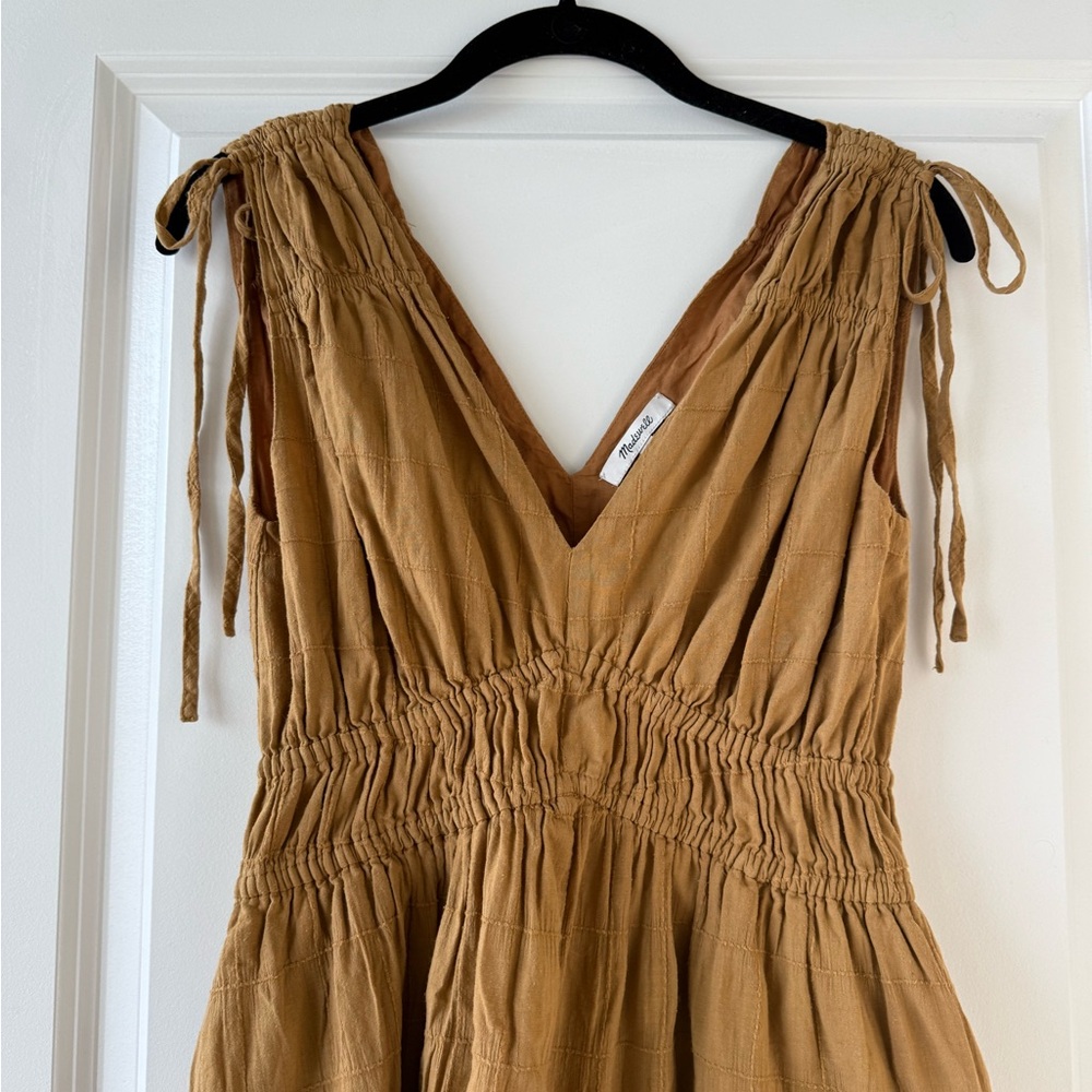 Madewell smocked knee length dress in Windowpane - Picture 5 of 6